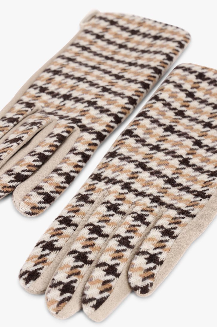 Gants beiges avec pied-de-poule de Liberty Island pour Femmes
