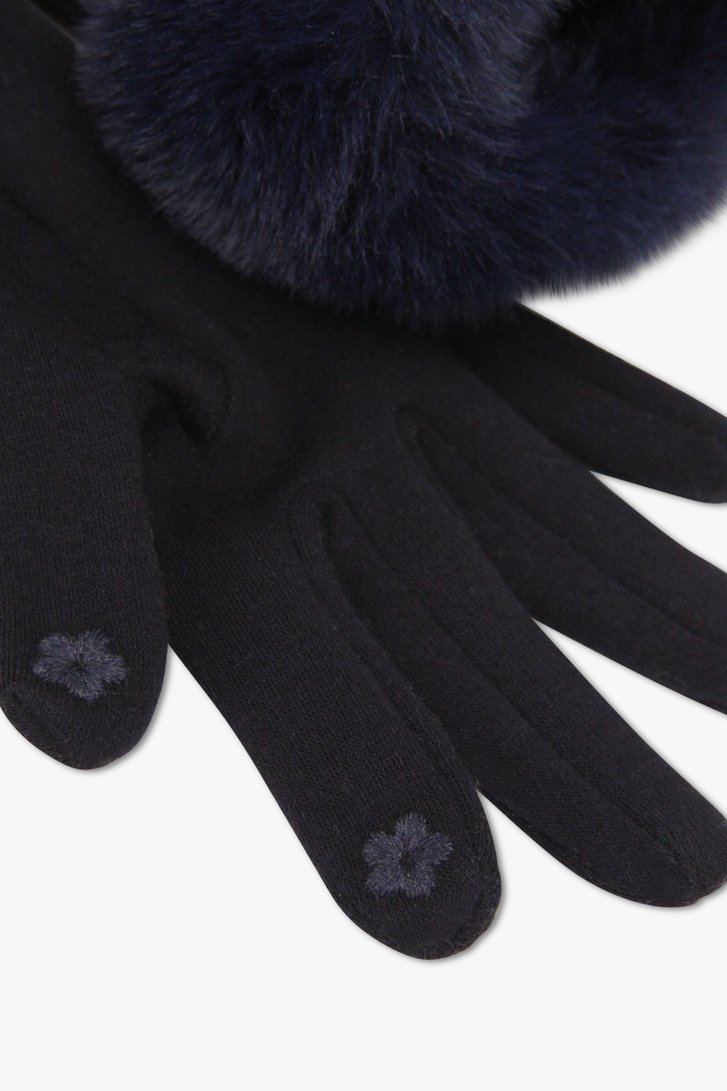 Gants marine avec détail en fausse fourrure de Liberty Island pour Femmes