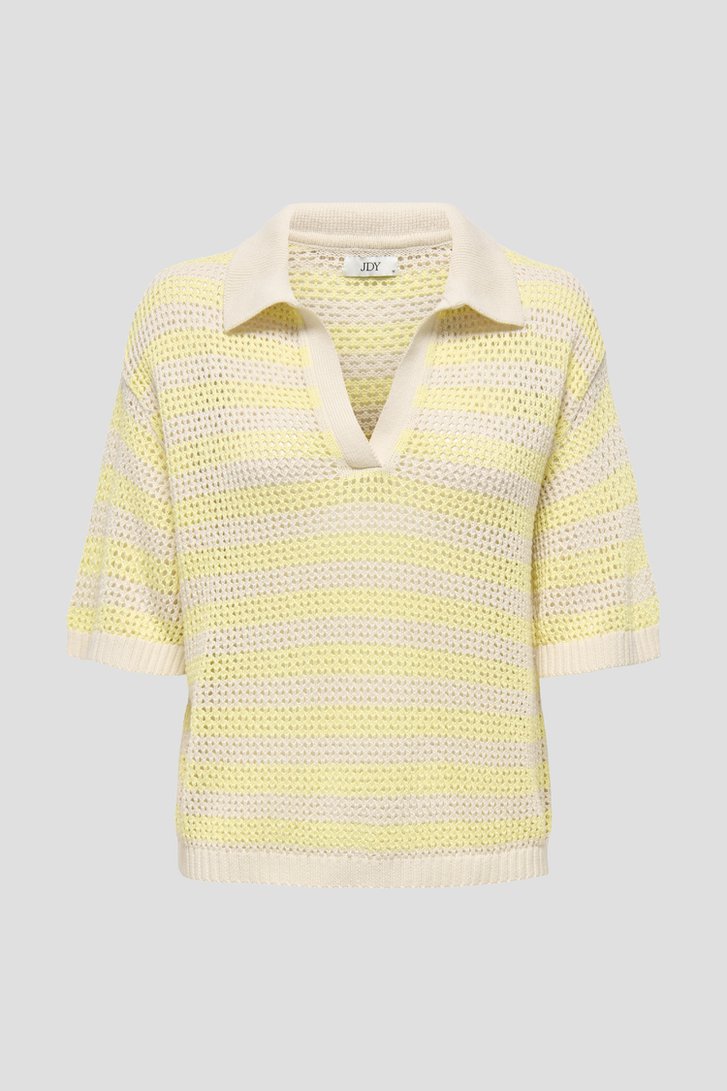 Gebreide polo met lichtgeel gestreept motief van JDY voor Dames