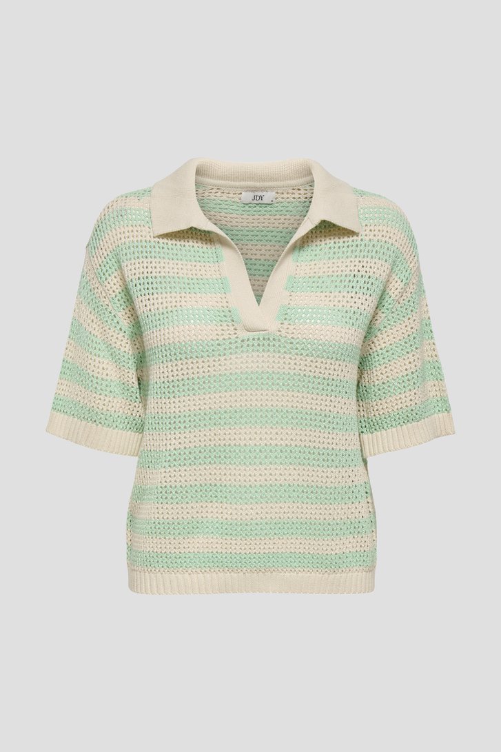 Gebreide polo met muntgroen gestreept motief van JDY voor Dames