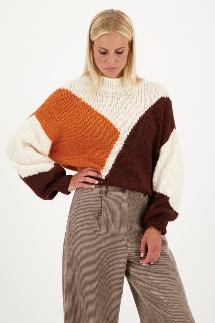 N\u00dc Denmark Gebreide trui lichtgrijs-bruin casual uitstraling Mode Sweaters Gebreide truien NÜ Denmark 