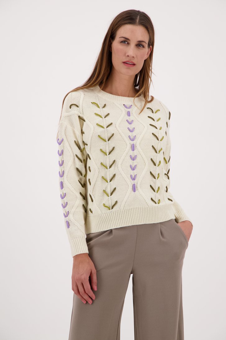 Gebroken witte trui met gekleurd patroon van JDY voor Dames