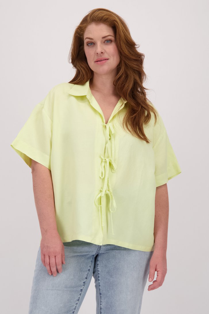 Voorkant van Gele blouse met strikjes door Yest Curve voor Dames
