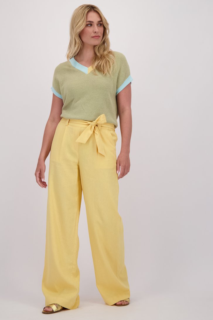 Voorkant van Gele broek met elastische taille door Libelle voor Dames