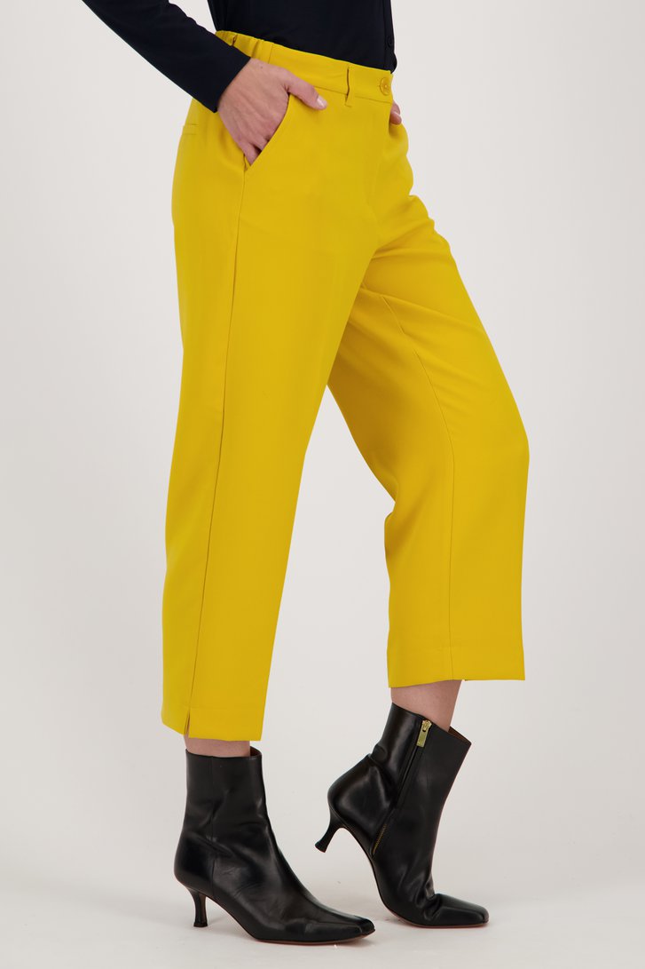 Gele geklede broek met elastische taille van Claude Arielle voor Dames