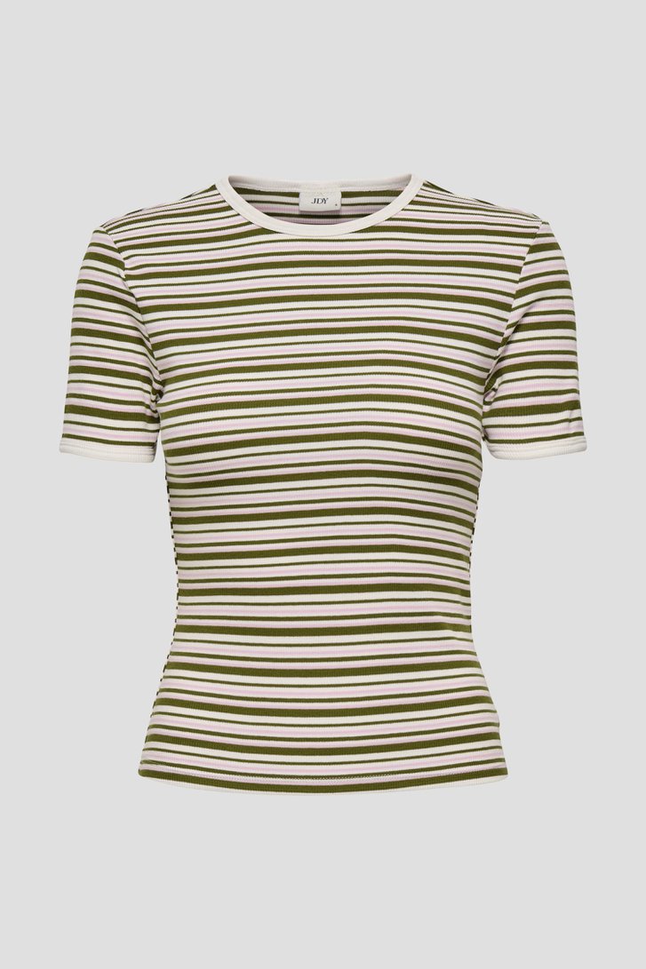 Productfoto 1 van Geribd t-shirt met kleurrijk gestreept motief door JDY voor Dames