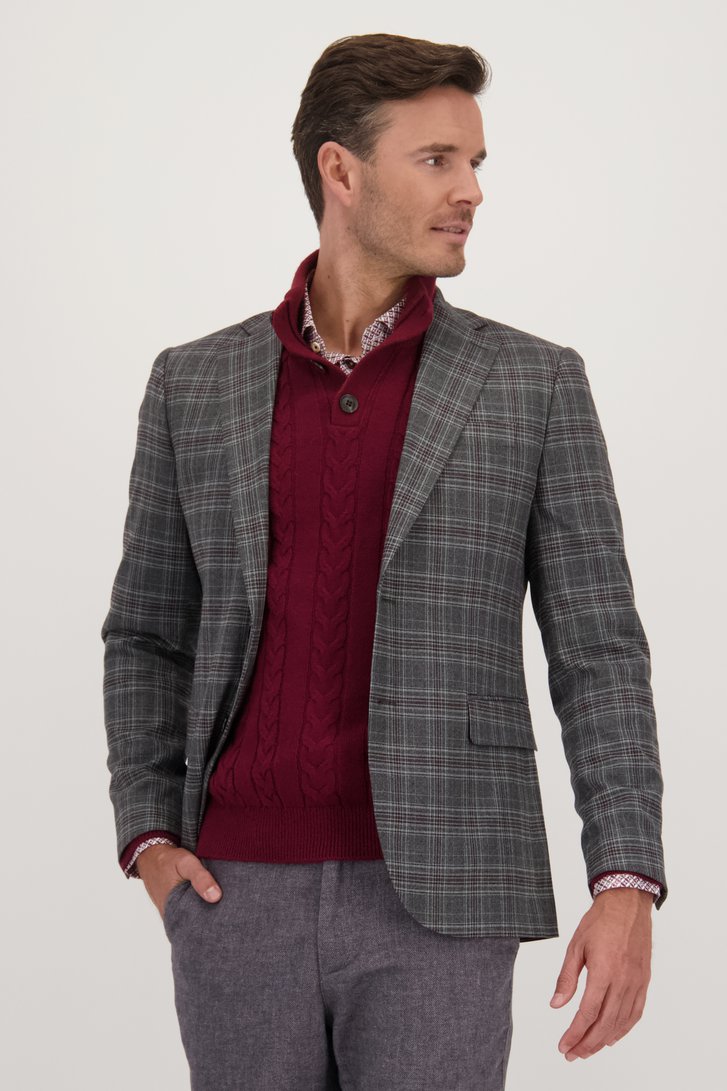 Geruite blazer in grijs en bordeaux - Slim fit van Upper East voor Heren
