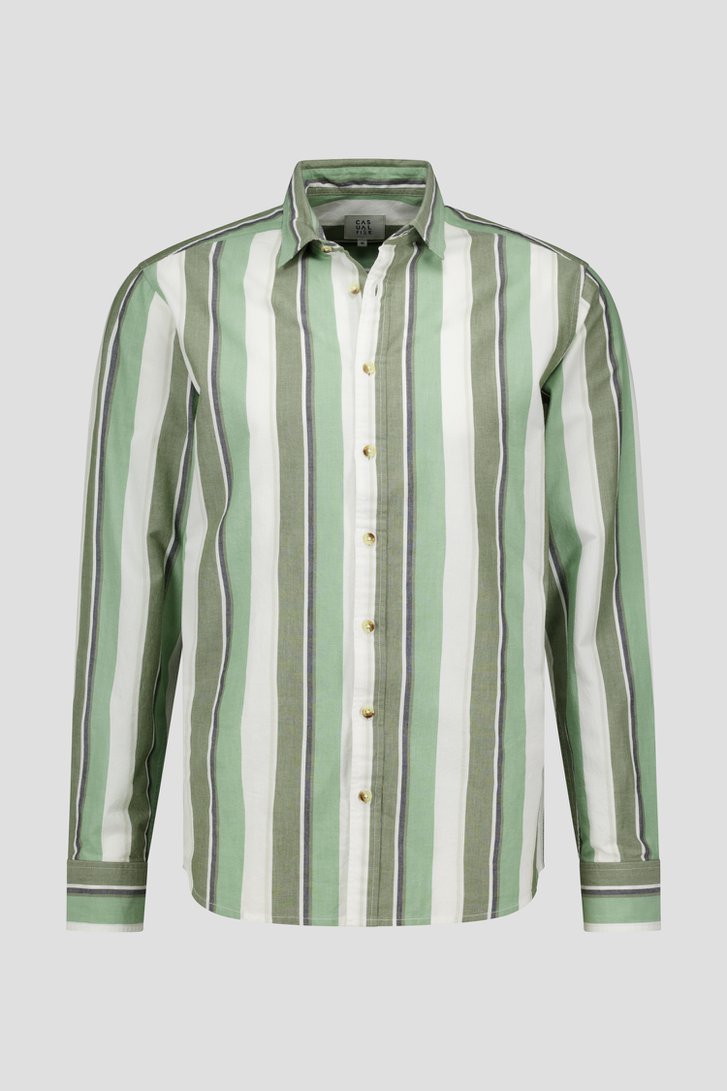 Gestreept hemd in ecru en groen - Regular fit van Casual Five voor Heren