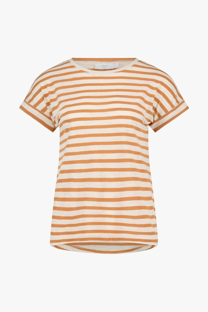 Gestreept T-shirt in ecru en bruin van Liberty Island voor Dames
