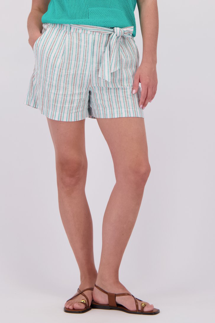 Detail van Gestreepte bermuda met pastelkleuren  door Libelle voor Dames