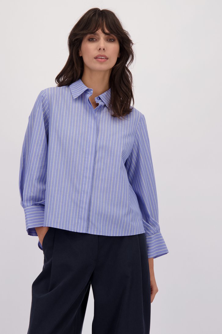 Voorkant van Gestreepte blauwe blouse door Louise voor Dames