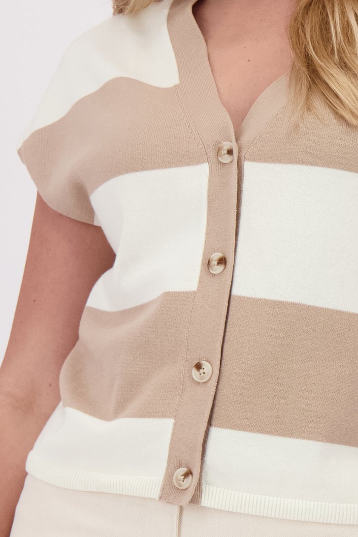 Detail van Gestreepte cardigan met korte mouwen door Liberty Loving nature voor Dames