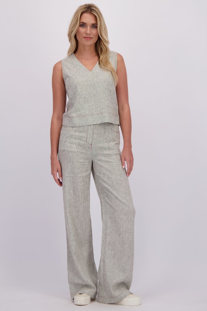 Voorkant van Gestreepte witte broek met wijde pijpen door Liberty Loving nature voor Dames