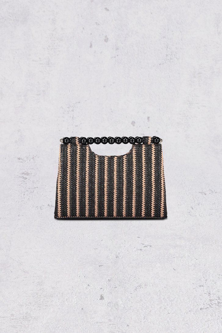 Geweven handtas met zwart-beige strepen van Bulaggi voor Dames