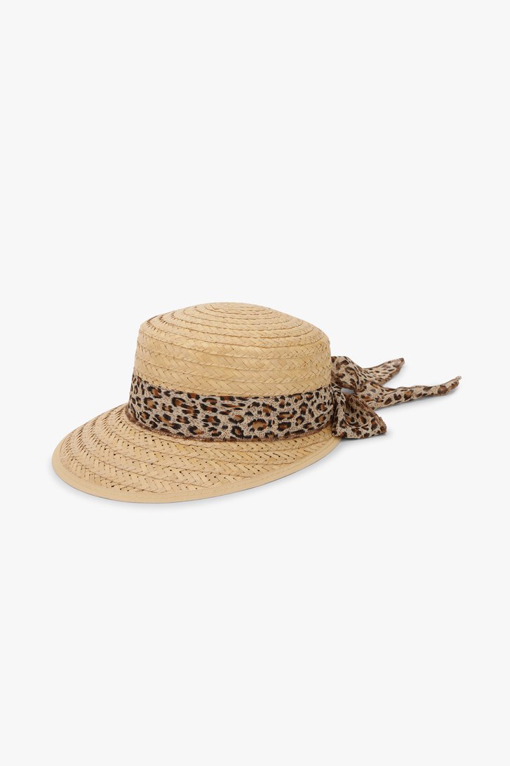 Geweven hoed met animalprint detail van Modeno voor Dames