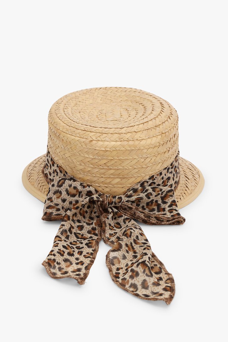 Geweven hoed met animalprint detail van Modeno voor Dames