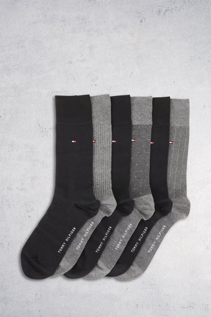 Giftbox grijze/zwarte sokken - 6 paar  van Tommy Hilfiger voor Heren