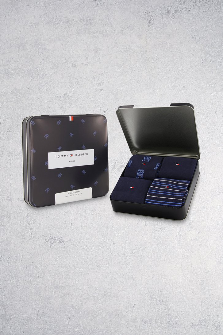 Giftbox navy sokken - 4 paar  van Tommy Hilfiger voor Heren