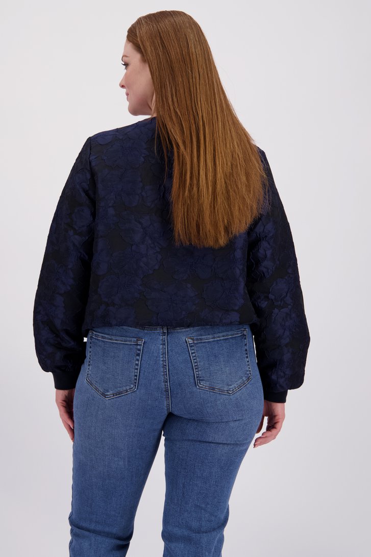 Le dos de Gilet bleu marine à motif floral de Yest Curve pour Femmes