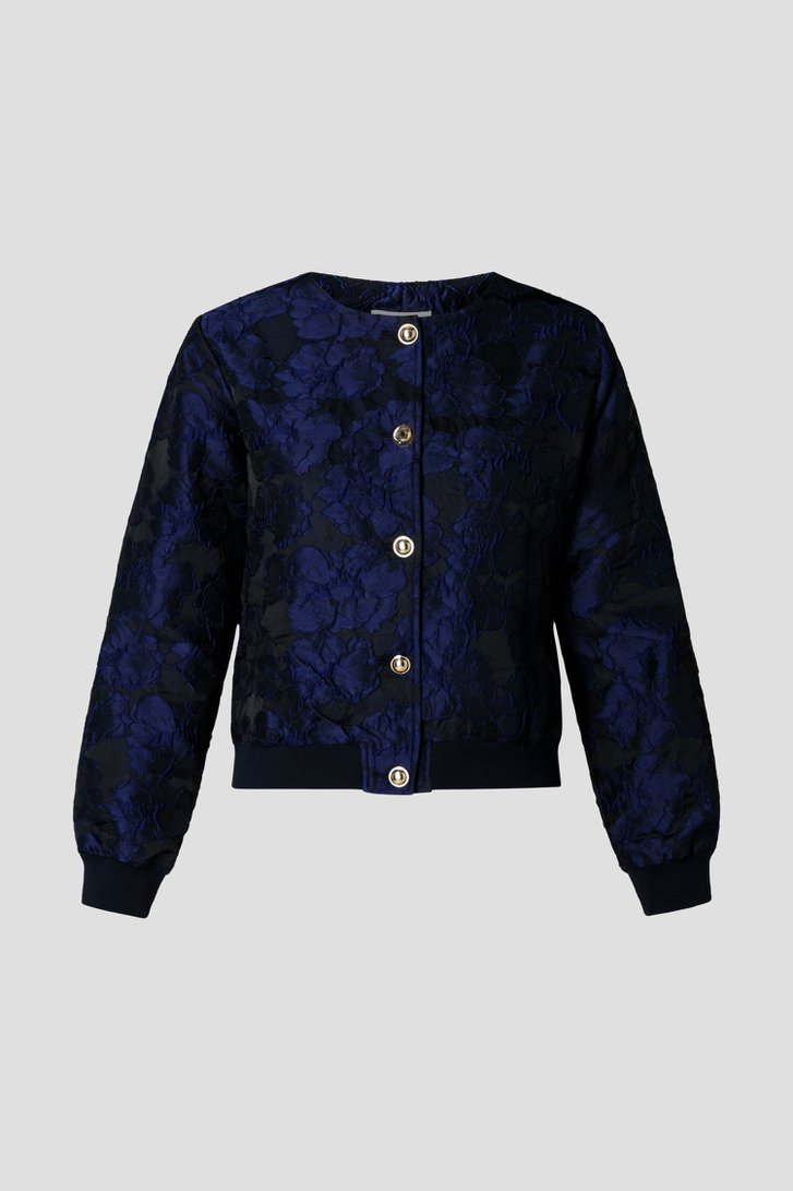 Photo produit 1 de Gilet bleu marine à motif floral de Yest Curve pour Femmes