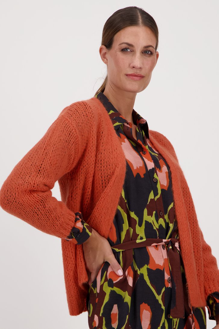 Gilet orange avec laine de Geisha pour Femmes