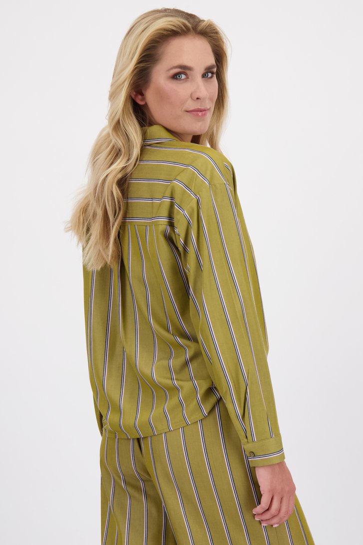 Achterkant van Goudbruine blouse met strepen door Libelle voor Dames
