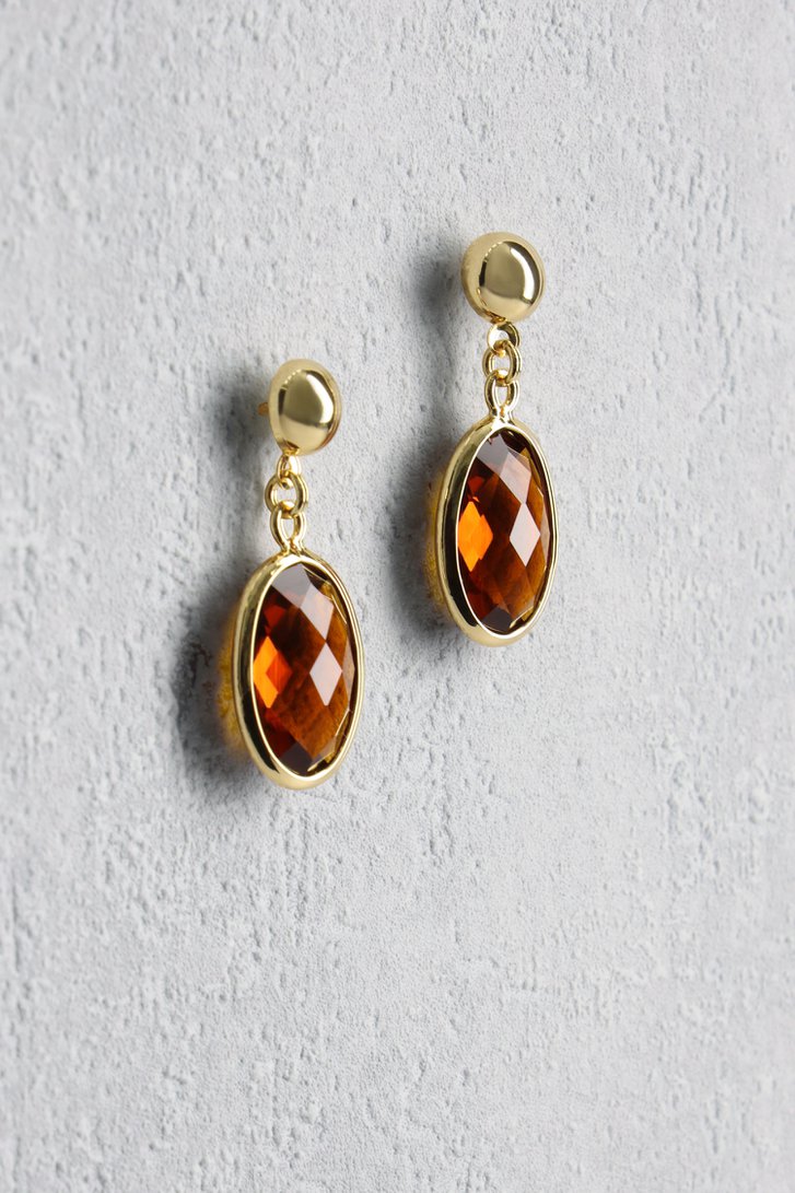 Productfoto 1 van Gouden oorbellen met rode ovale hanger door Liberty Island voor Dames