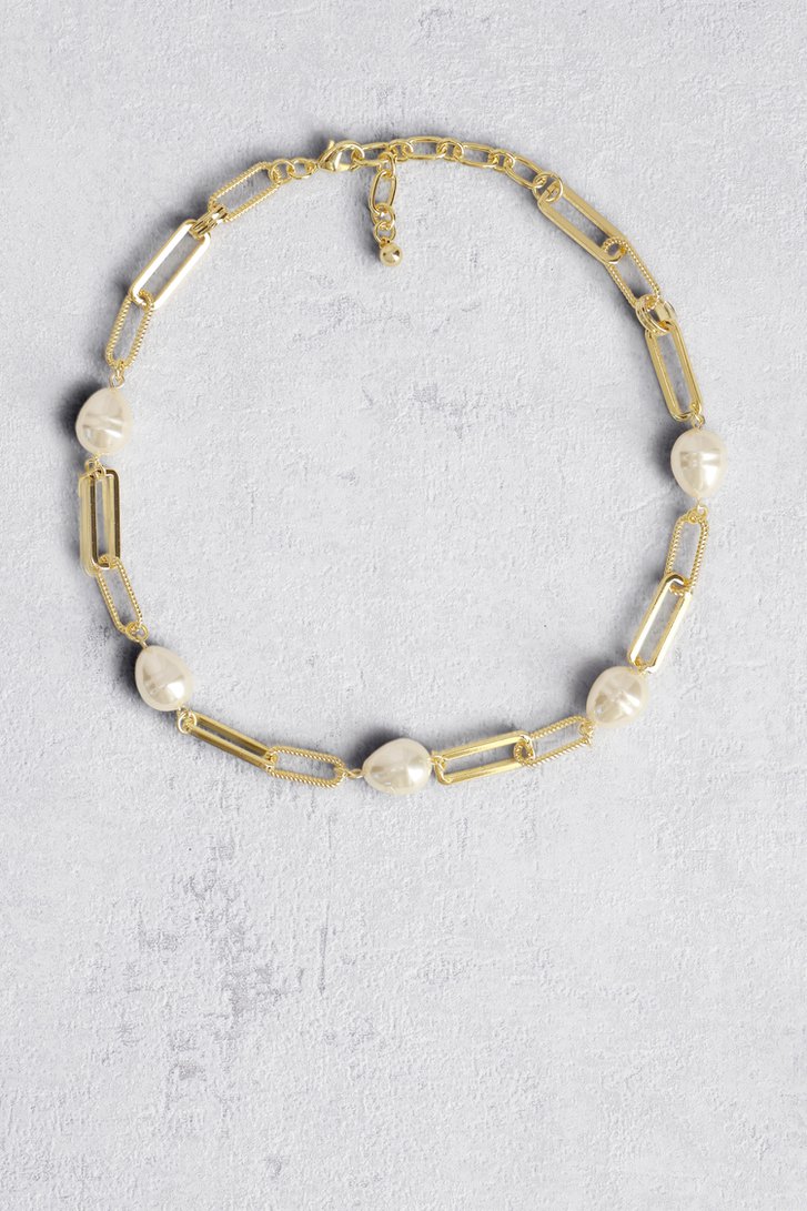 Gouden schakelketting met parels van Liberty Island voor Dames