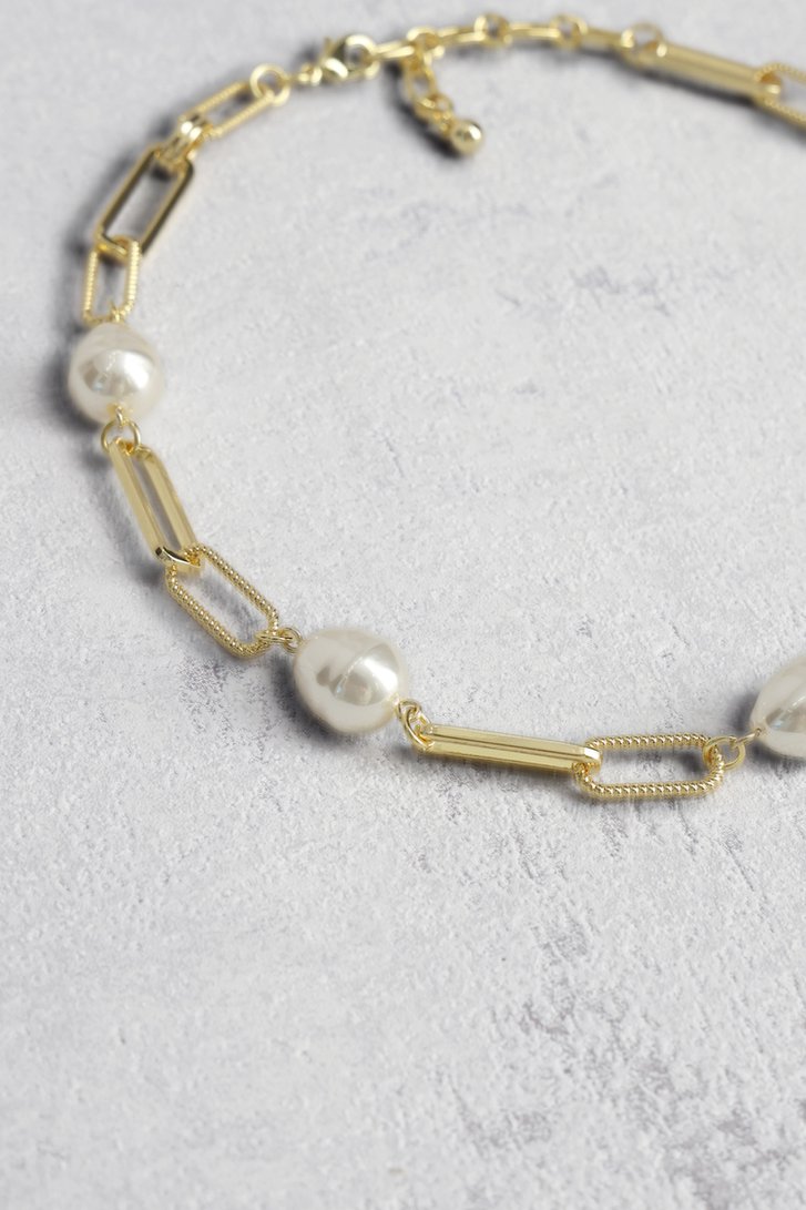 Gouden schakelketting met parels van Liberty Island voor Dames