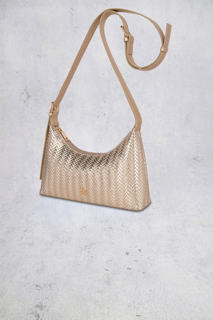 Productfoto 1 van Goudkleurige gevlochten handtas door Laurent David voor Dames