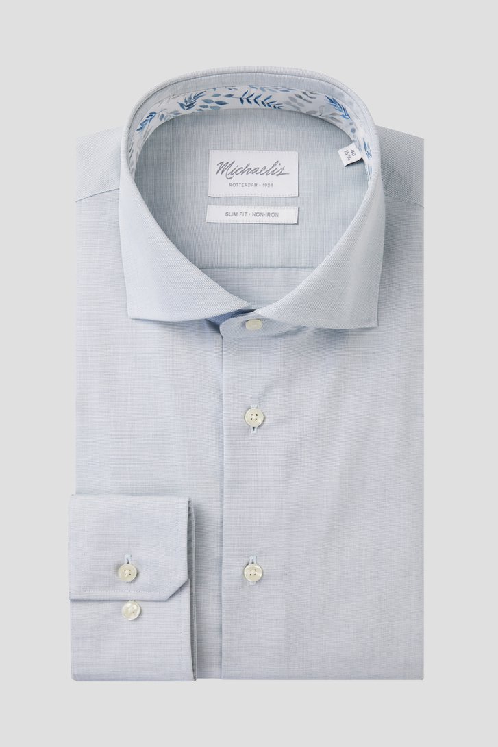 Grijs hemd met groene schijn - Slim fit van Michaelis voor Heren