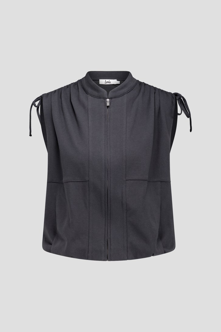 Productfoto 1 van Grijs mouwloos vestje met ballonzoom  door Louise voor Dames