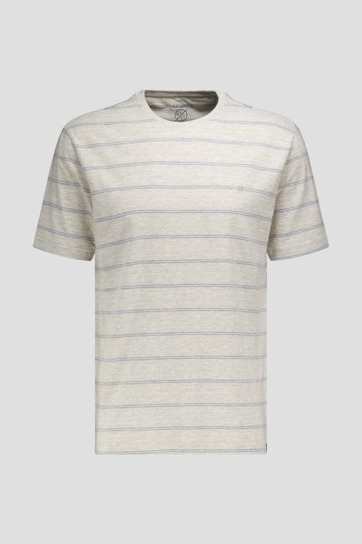 Productfoto 1 van Grijs T-shirt met een blauw-wit gestreept motief door Ravøtt voor Heren