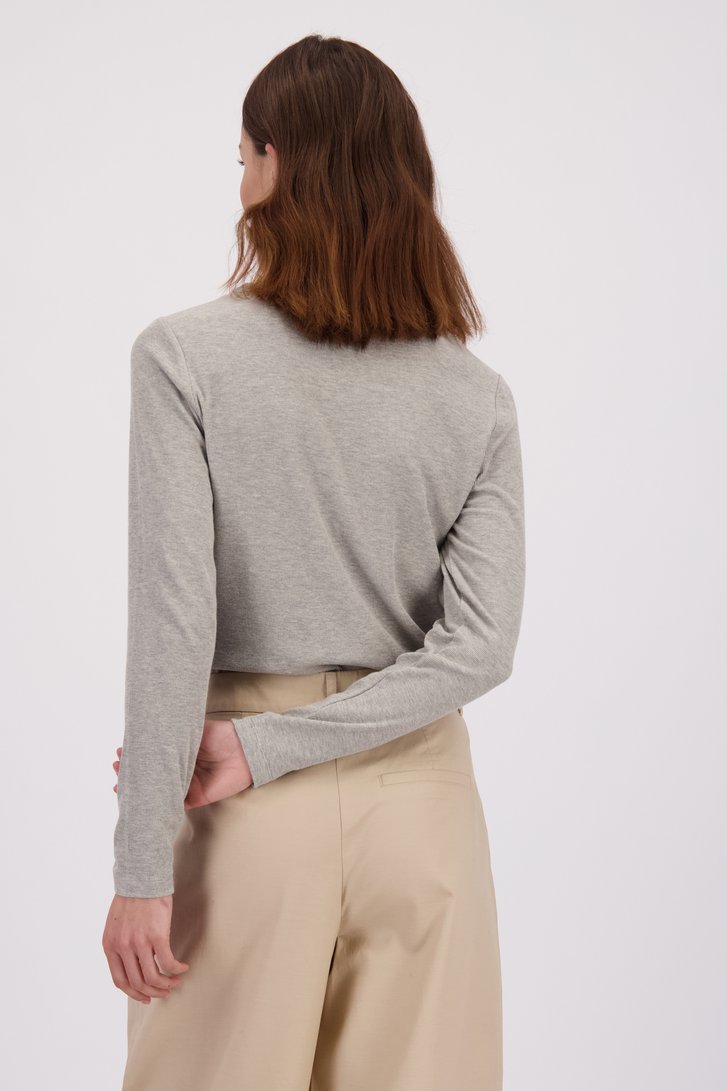 Achterkant van Grijs T-shirt met lange mouw door LŌVING voor Dames