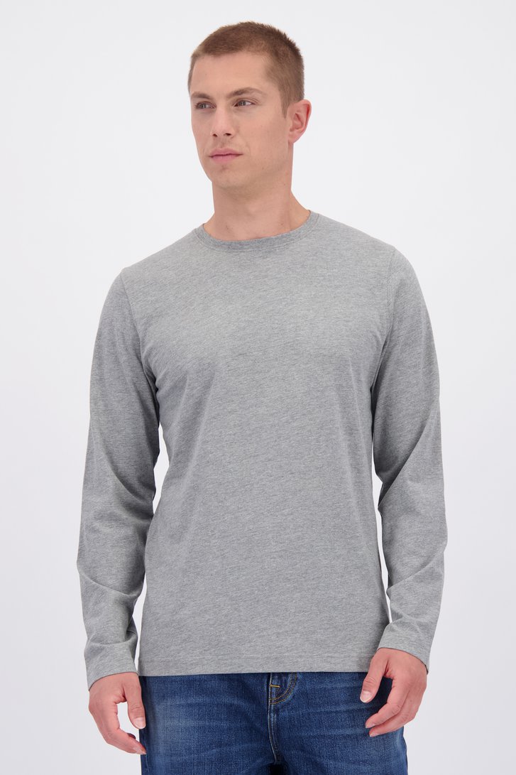 Voorkant van Grijs T-shirt met lange mouwen door Liberty Island voor Heren