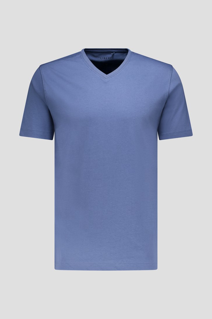 Grijsblauw T-shirt met V-hals van Liberty Island voor Heren