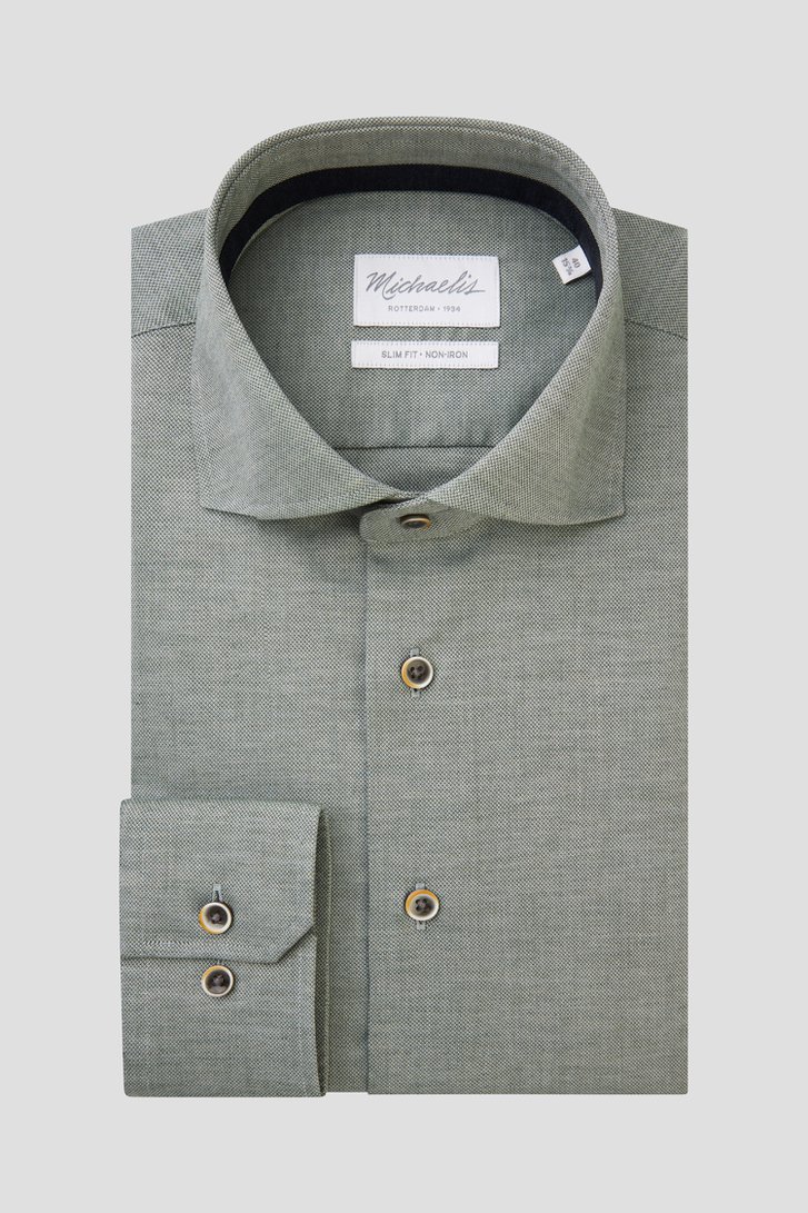 Grijsgroen hemd - slim fit van Michaelis voor Heren