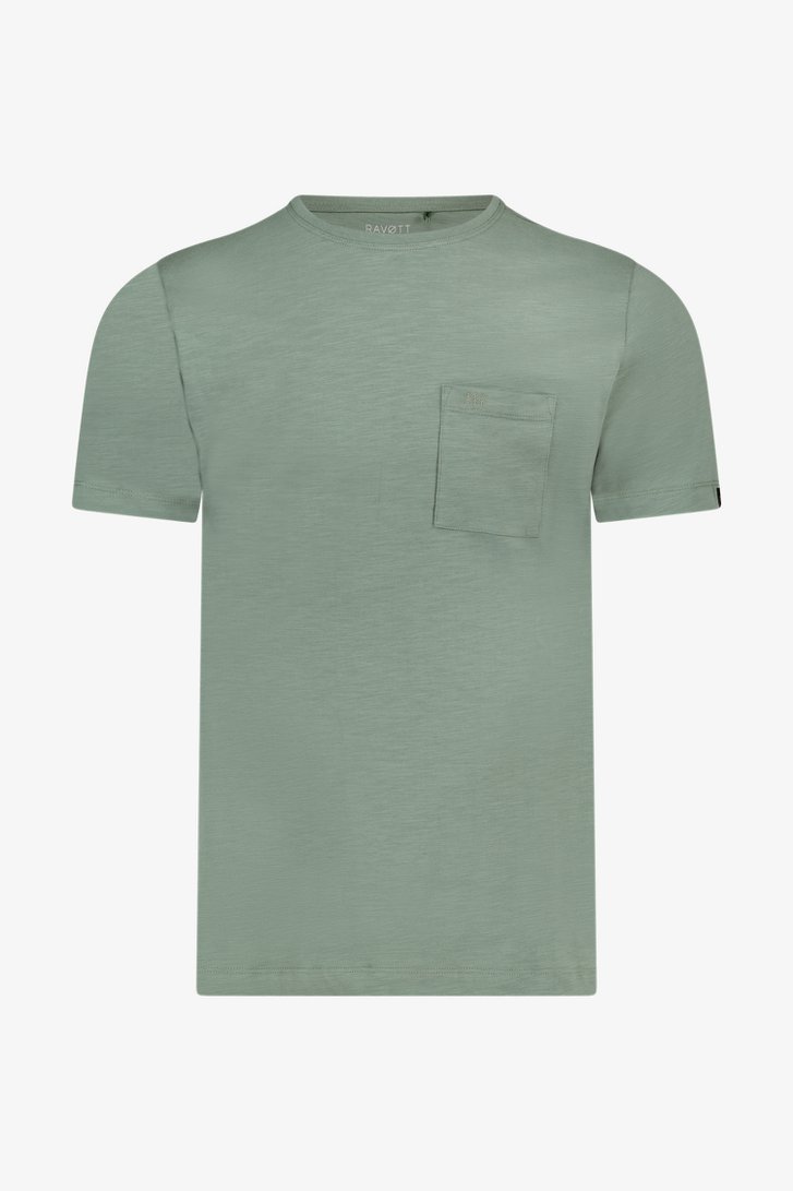 Grijsgroen T-shirt met borstzak van Ravøtt voor Heren