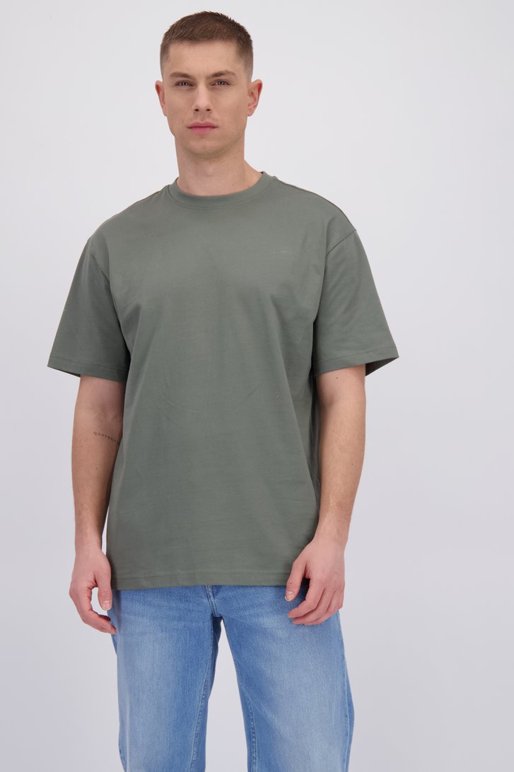 Voorkant van Grijsgroen T-shirt met ronde hals door Only & Sons voor Heren