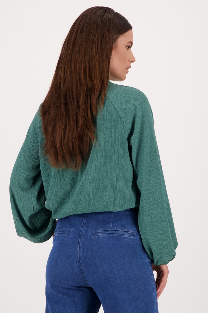 Grijsgroene blouse met fijne textuur van Liberty Island voor Dames