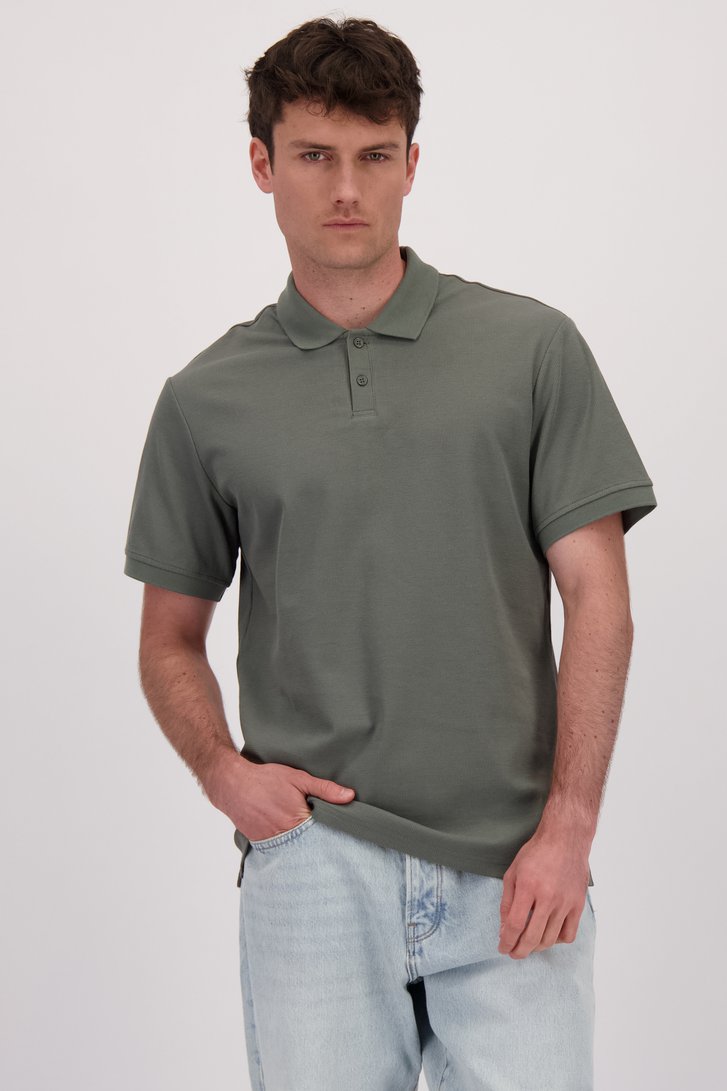 Voorkant van Grijsgroene polo met korte mouwen door Only & Sons voor Heren