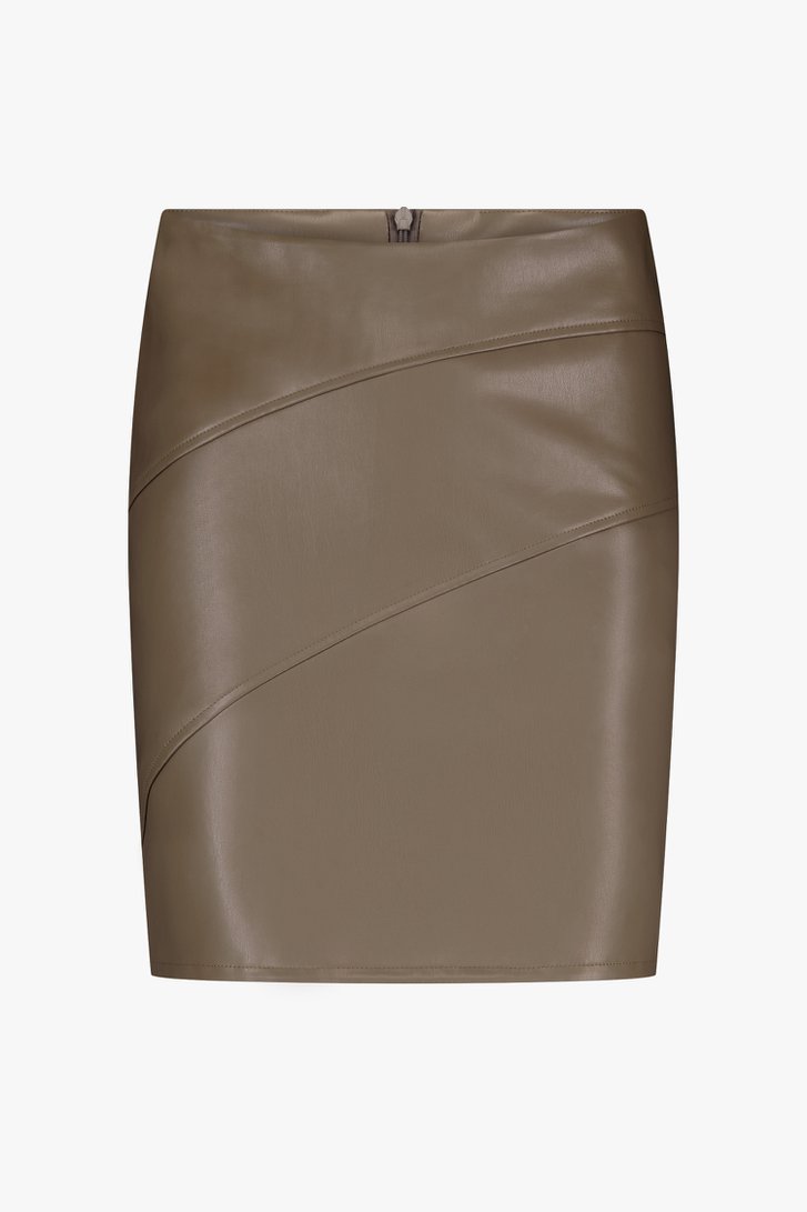 Grijsgroene rok met leather look van AC voor Dames