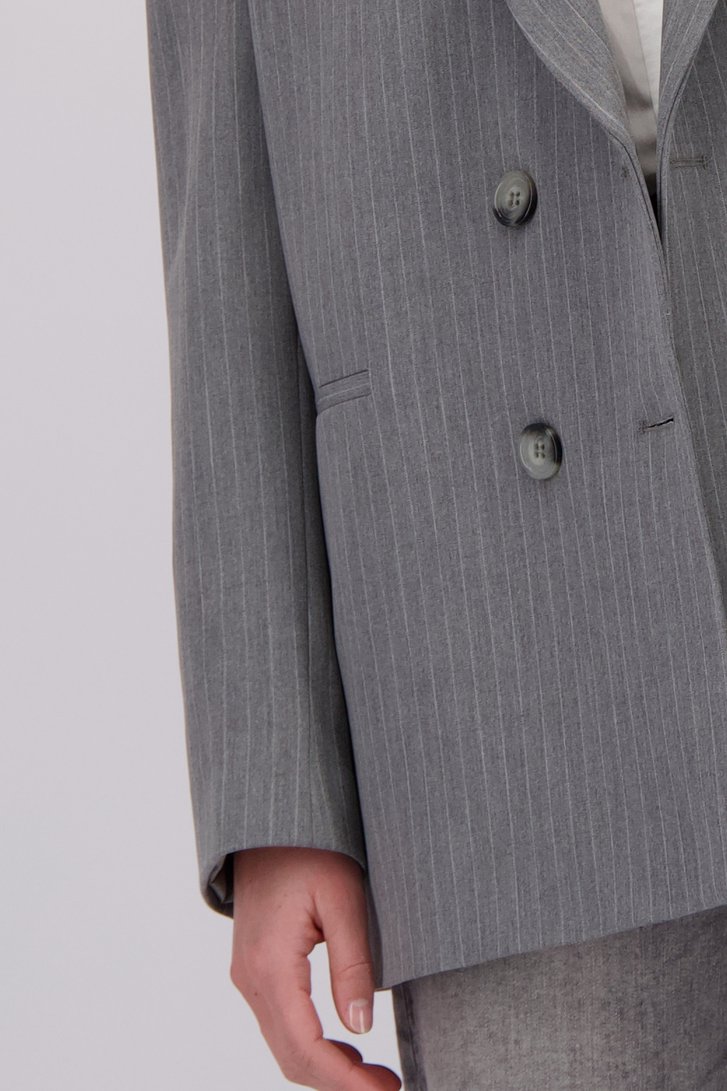 Detail van Grijze blazer met krijtstreep door Liberty Island voor Dames