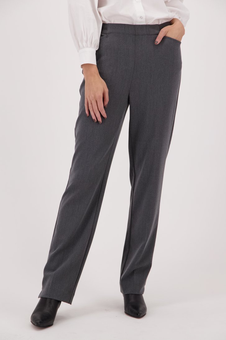 Grijze broek met elastische tailleband, Dames, Merk: Claude Arielle, Maat: 40