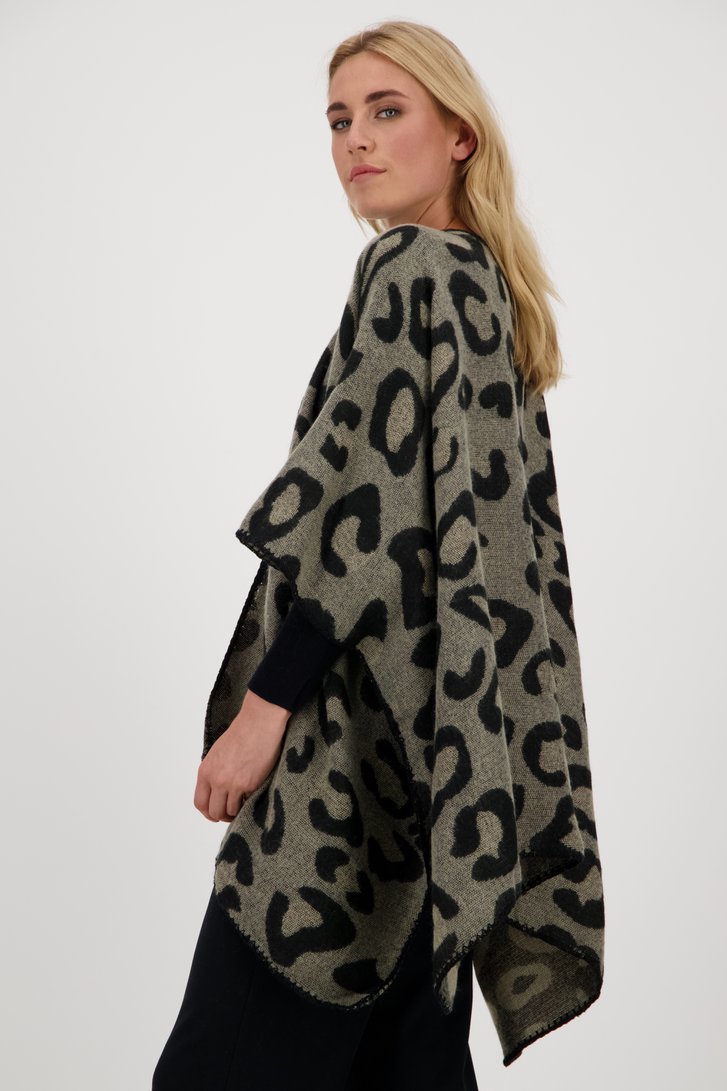 Grijze cape met animal print van Liberty Island voor Dames