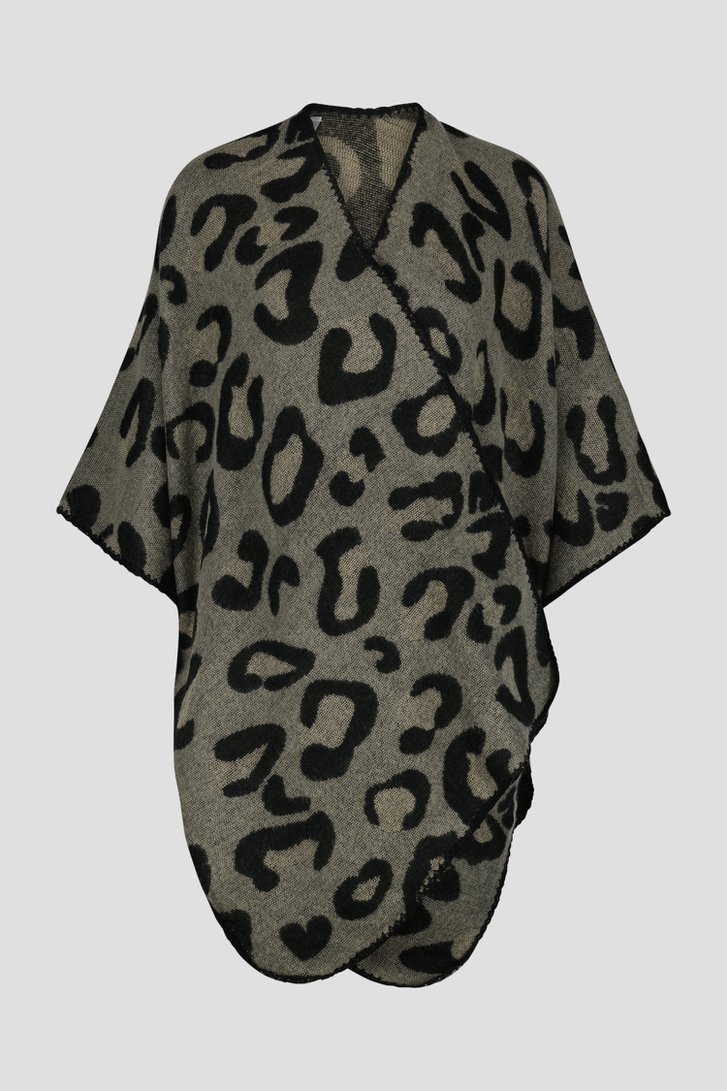 Grijze cape met animal print van Liberty Island voor Dames