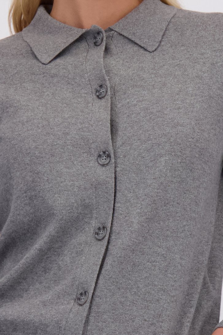 Detail van Grijze cardigan met polokraag door Liberty Island voor Dames