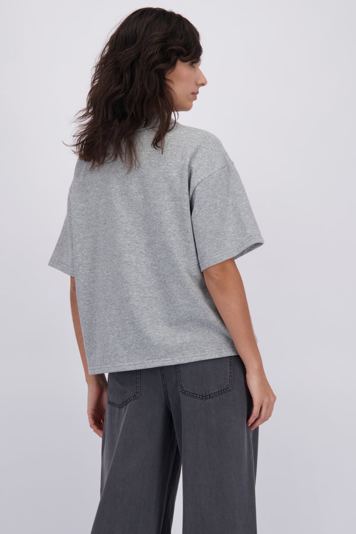 Achterkant van Grijze gemêleerde polo door Pieces voor Dames