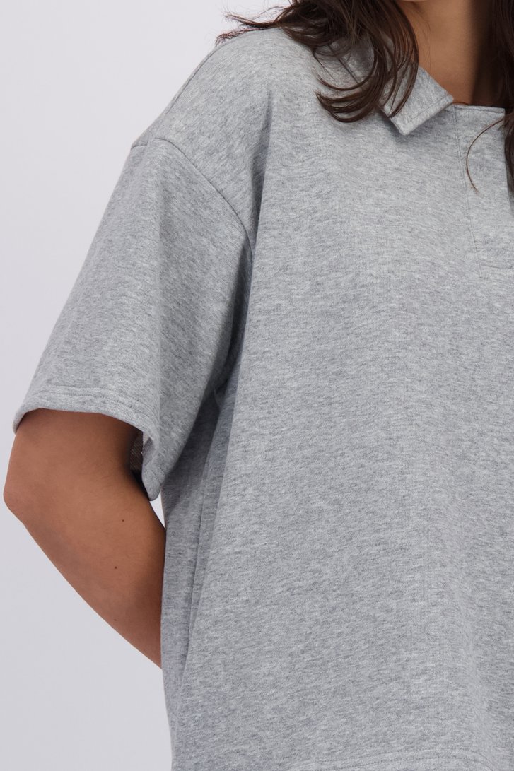 Detail van Grijze gemêleerde polo door Pieces voor Dames