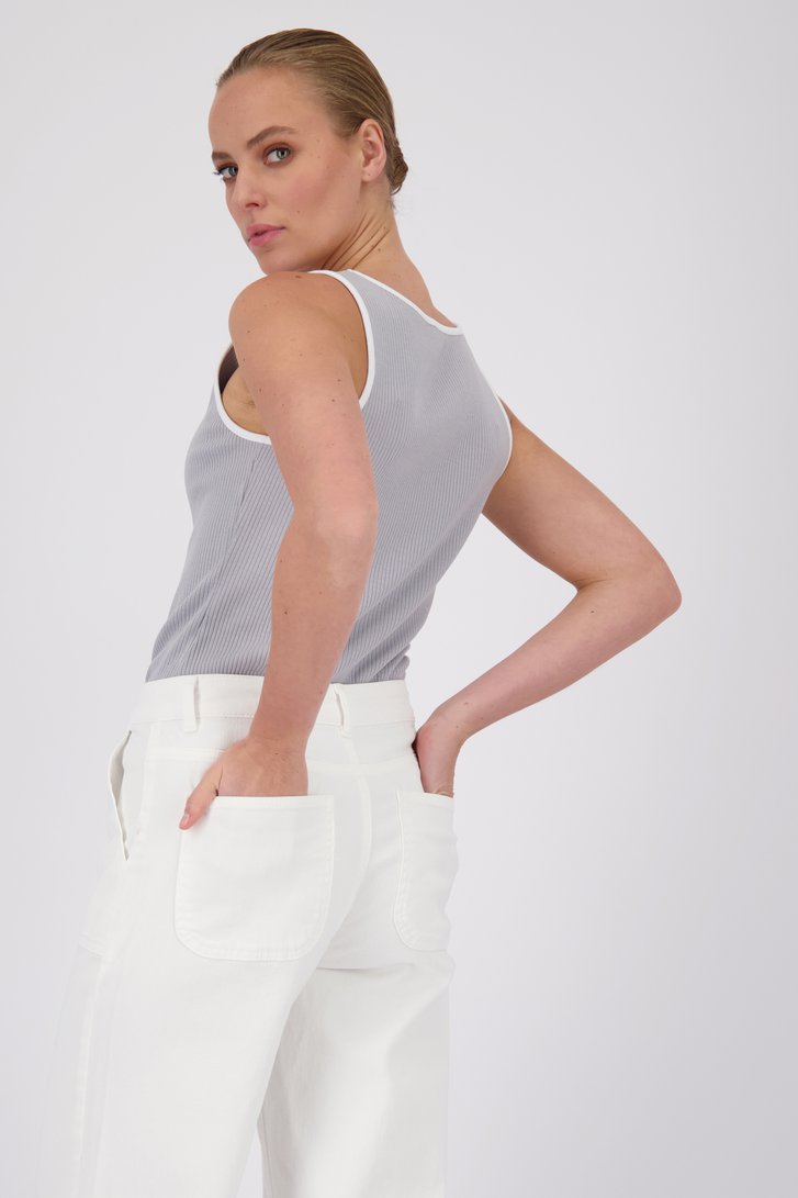 Grijze geribde top met brede schouderbandjes van More & More voor Dames